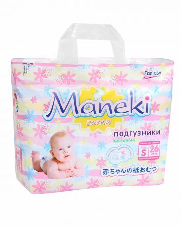 Maneki Подгузники детские одноразовые Fantasy, размер S, 4-8 кг