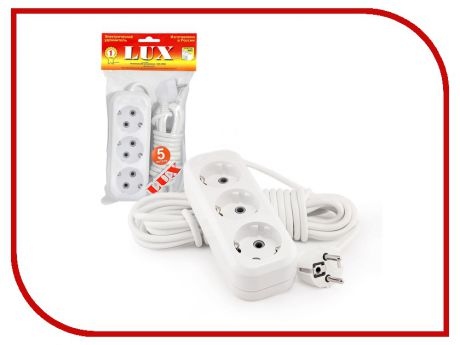 Удлинитель LUX У3-Е-05 3 Sockets 5m 16A White