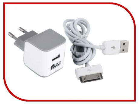 Зарядное устройство Зарядное устройство сетевое Dicom AD10A c кабелем для iPhone White