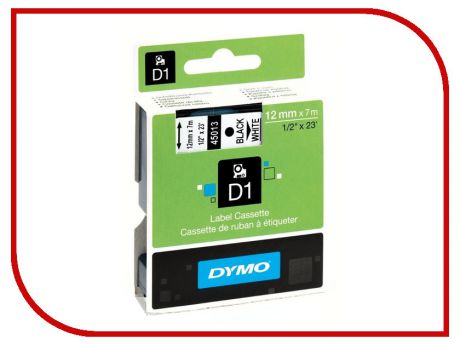 Картридж DYMO D1 12mm-7m для принтеров этикеток S0720530 / 360365