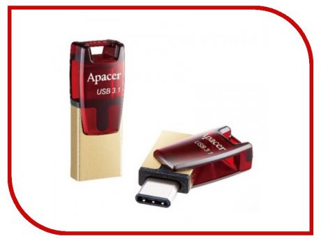 USB Flash Drive 32Gb - Apacer Type-C OTG AH180 Red AP32GAH180R-1
