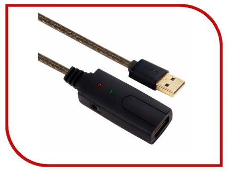 Аксессуар Greenconnect Premium USB 2.0 AM - AF 5m Black Transparent GCR-UEC3M2-BD2S-5.0m