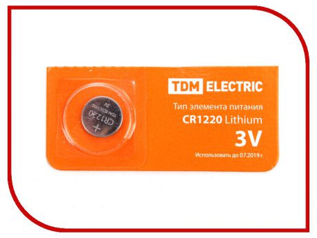 Батарейка CR1220 - TDM-Electric Lithium 3V BP-5 SQ1702-0024 (1 штука)