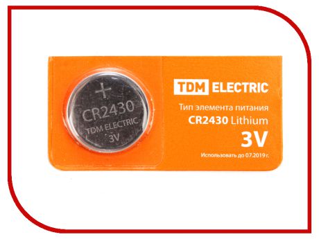Батарейка CR2430 - TDM-Electric Lithium 3V BP-5 SQ1702-0030 (1 штука)