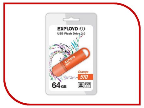 USB Flash Drive 64Gb - Exployd 570 EX-64GB-570-Orange