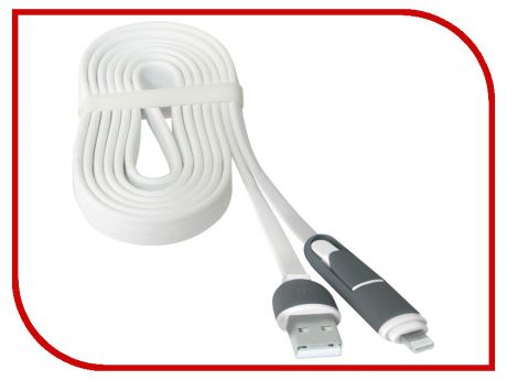 Аксессуар Defender MicroUSB + Lightning 1m USB10-03BP White 87493
