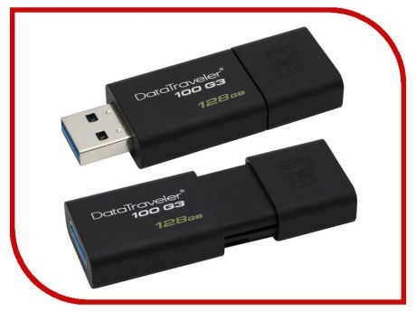 USB Flash Drive 128Gb - Kingston FlashDrive Data Traveler 100 G3 DT100G3/128GB