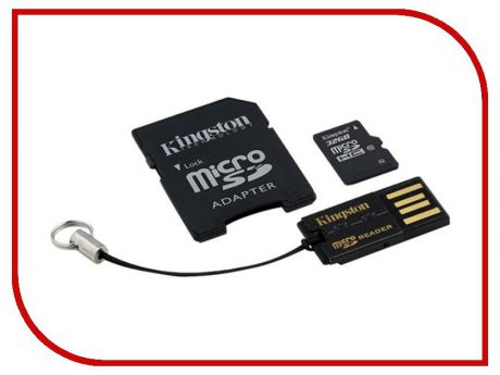 Карта памяти 32Gb - Kingston Kit - Micro Secure Digital HC Class 10 MBLY10G2/32GB c карт-ридером + переходник под SD