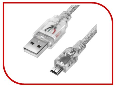 Аксессуар Greenconnect Premium USB 2.0 AM - Mini 5pin 5.0m Transparent GCR-UM1M5P-BD2S-5.0m