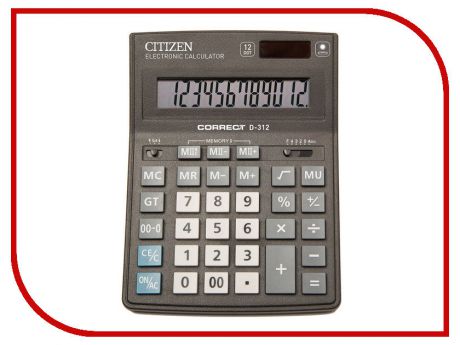 Калькулятор CITIZEN D-312 Black двойное питание