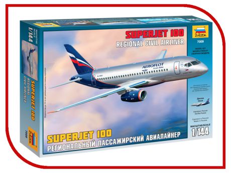 Сборная модель Zvezda Пассажирский авиалайнер Суперджет 100 7009