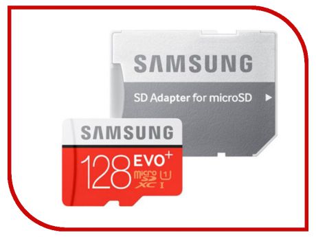 Карта памяти 128Gb - Samsung - Micro Secure Digital HC EVO Plus UHS-I Class 10 SAM-MB-MC128GARU с переходником под SD
