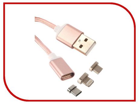 Аксессуар Red Line Magnetic USB - USB Type-C/Lightning 8 pin/microUSB Pink