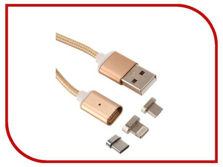 Аксессуар Red Line Magnetic USB - USB Type-C/Lightning 8 pin/microUSB Gold