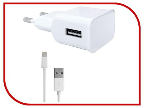 Зарядное устройство Red Line NT-1A 1xUSB 1A + кабель 8pin для Apple White