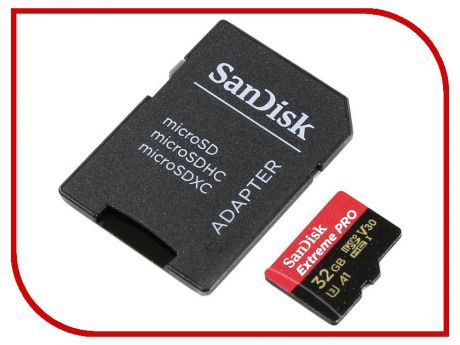 Карта памяти 32Gb - SanDisk Extreme Pro - Micro Secure Digital Class 10 SDSQXCG-032G-GN6MA