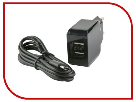 Зарядное устройство Red Line NC-2.4A 2xUSB 2.4A + кабель Type-C Black