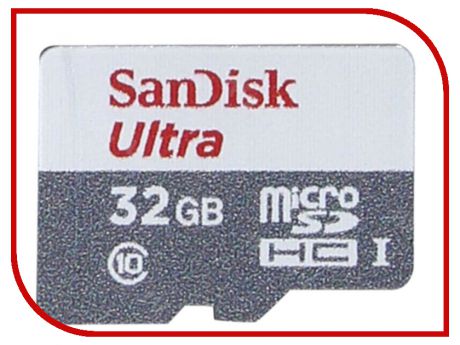 Карта памяти 32Gb - SanDisk Ultra microSD Class 10 UHS-I SDSQUNS-032G-GN3MA с переходником под SD