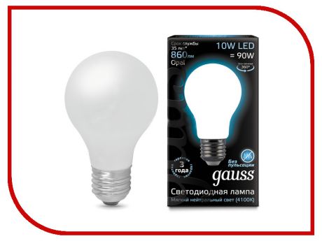 Лампочка Gauss LED Filament Opal A60 E27 10W 4100K 102202210