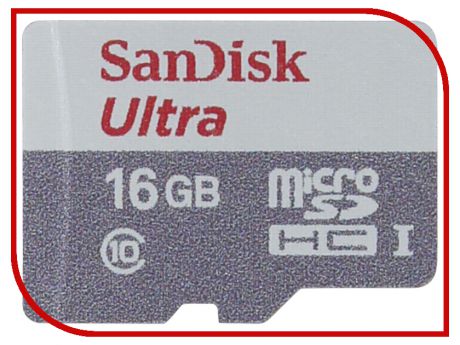 Карта памяти 16Gb - SanDisk Ultra microSD Class 10 UHS-I SDSQUNS-016G-GN3MN