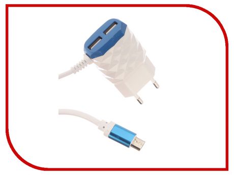 Зарядное устройство Red Line NC-2.1AC 2xUSB + кабель MicroUSB 2.1A Blue