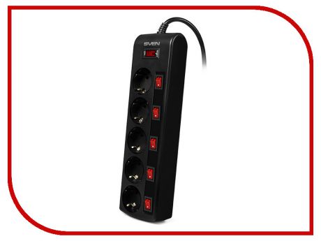 Сетевой фильтр Sven SF-05PL 5 Sockets 3m Black SV-015169