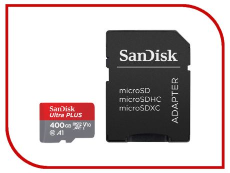 Карта памяти 400Gb - SanDisk Ultra microSDXC A1 UHS Class 10 SDSQUAR-400G-GN6MA с переходником под SD