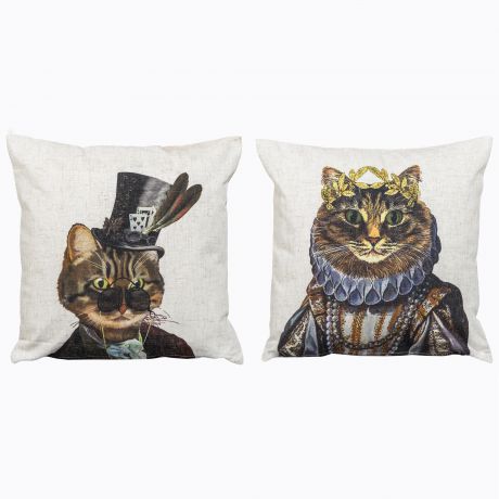 Object Desire Набор из двух декоративных подушек "Мистер Кот и мисс Кошка"