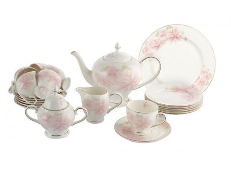 Emerald Чайный сервиз  40 предметов на 12 персон "Розовые цветы"