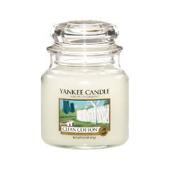 Ароматическая свеча Yankee Candle Clean Cotton Medium Jar Candle (Объем 411 г)