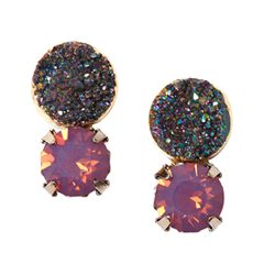Серьги Wisteria Gems Серьги-пусеты с друзами и фиолетовыми кристаллами