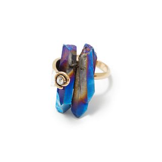 Кольца Wisteria Gems Кольцо с синими минералами и прозрачным кристаллом