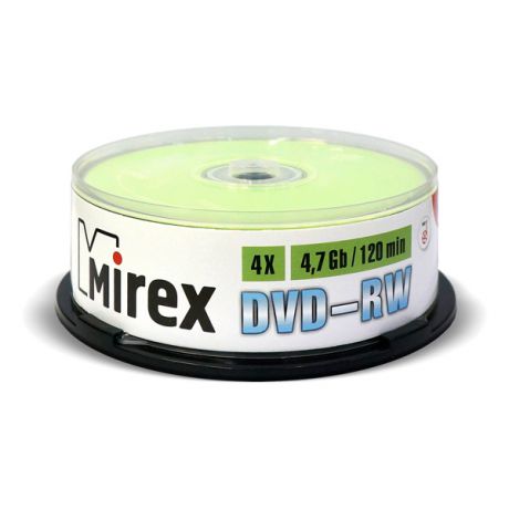 DVD-RW диск Mirex 4.7Gb 4x Cake Box 25 шт. (202530)