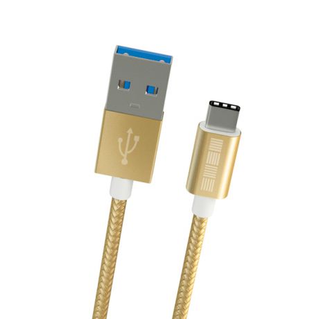 Кабель USB Type-C InterStep TypeC-USB A  USB3.0 нейлон Gold 2m