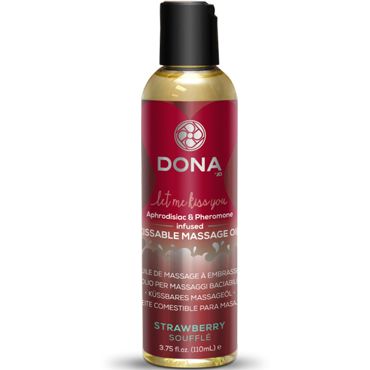 Dona Kissable Massage Oil Strawberry Souffle, 110 мл Ароматическое массажное масло клубника