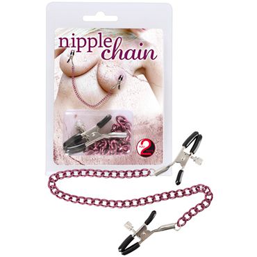 You2Toys Nipple Clamps with Chain, фиолетовые Зажимы на соски