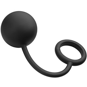 Tom of Finland Silicone Cock Ring With Heavy Anal Ball, черный Анальный шарик с эрекционным кольцом