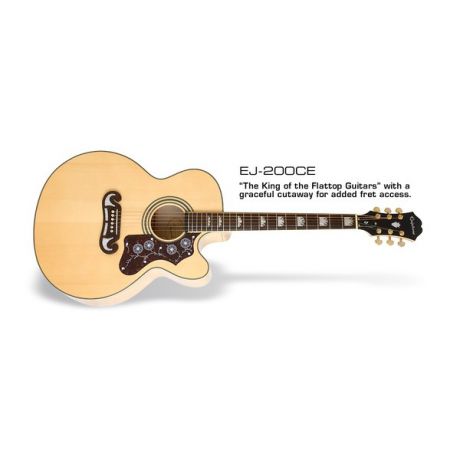 Гитара электроакустическая Epiphone EJ-200CE Natural Gold
