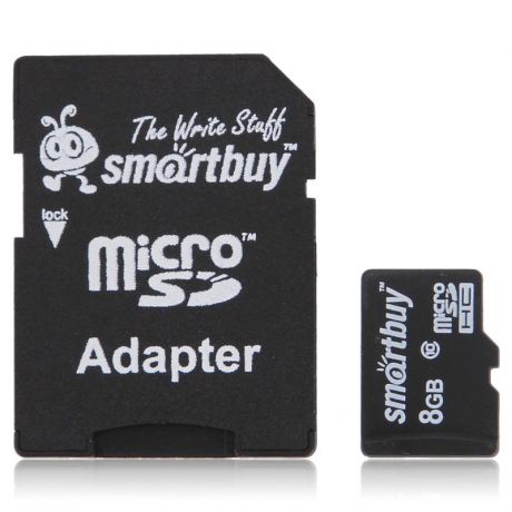 карта памяти TransFlash 8ГБ MicroSDHC Class 10 Smart Buy, адаптер