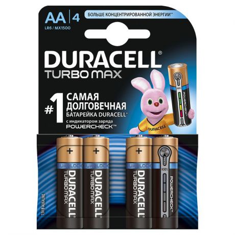 батарейки AA (LR6) 4шт. Duracell щелочные TurboMAX