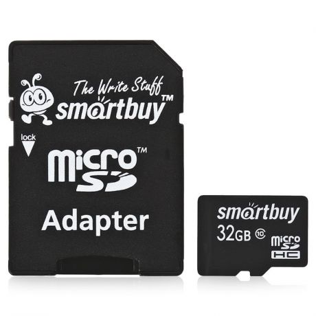 карта памяти TransFlash 32ГБ MicroSDHC Class 10 Smart Buy, адаптер