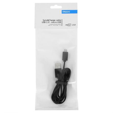 Кабель Deppa, USB - micro USB, 1.2 м, черный