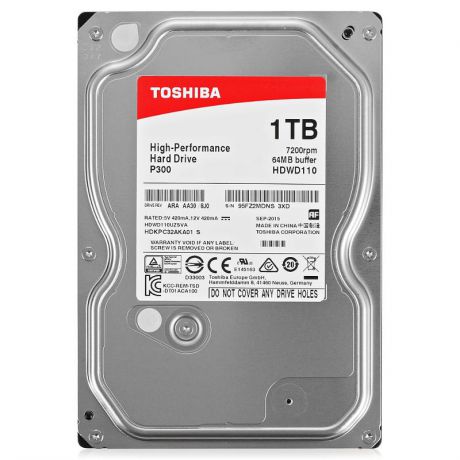 жесткий диск HDD 1ТБ, Toshiba P300, HDWD110UZSVA