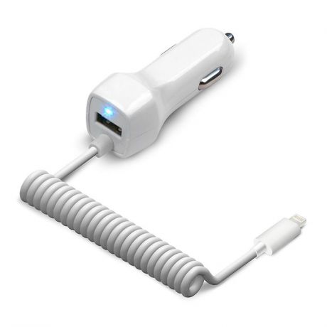 Автомобильное зарядное устройство Jet.A UC-I15 2.1А, кабель 8 pin Lightning, для Apple iPhone/iPad, белый