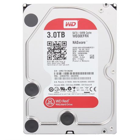 жесткий диск HDD 3ТБ, Western Digital Red, WD30EFRX