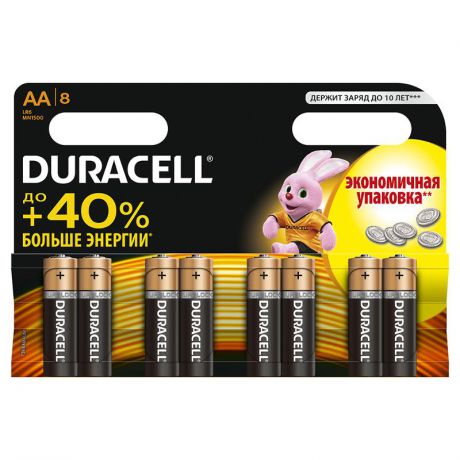 батарейки AA (LR6) 8шт. Duracell щелочные Basic