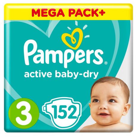 Подгузники Pampers Active Baby-Dry 3 (5-9 кг), 152 шт