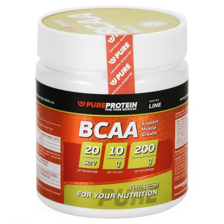 Аминокислоты Pure Protein BCAA, апельсин, 200 г