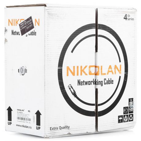 кабель витая пара NIKOLAN F/UTP cat.5e, PVC, Cu, внутренний, серый (305 м)