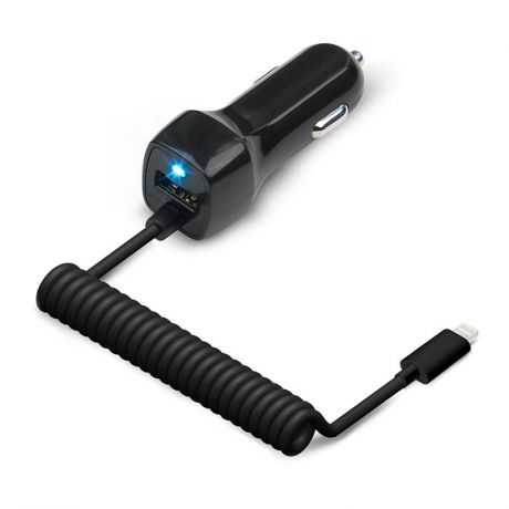 Автомобильное зарядное устройство Jet.A UC-I15 2.1А, кабель 8 pin Lightning, для Apple iPhone/iPad, черный